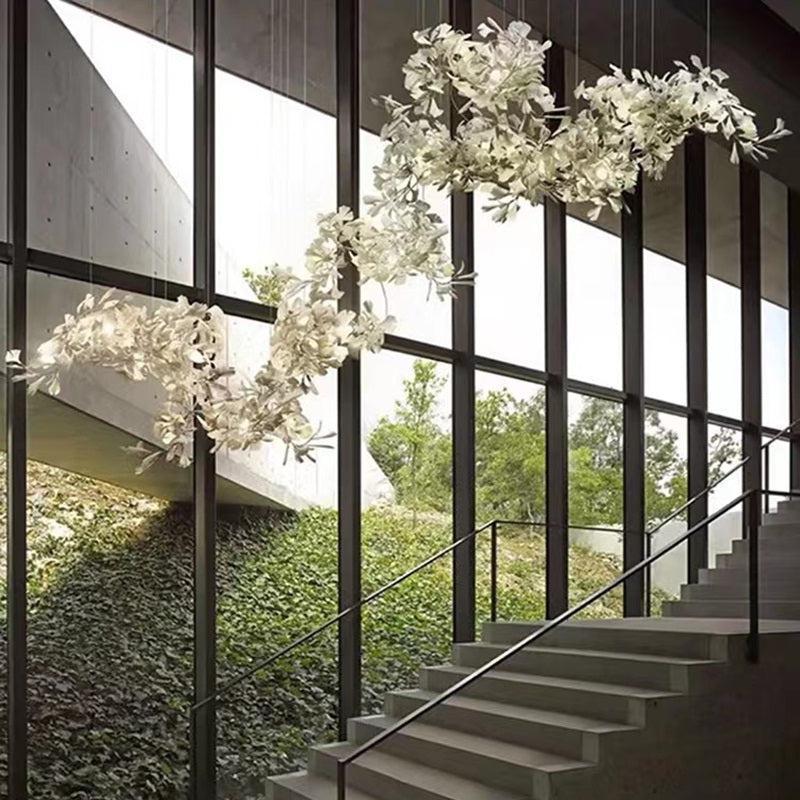 Modern Porcelain Ginkgo Branch Chandelier - Zelno Lighting