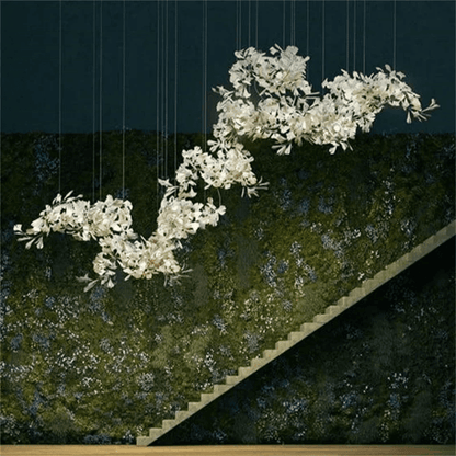 Modern Porcelain Ginkgo Branch Chandelier - Zelno Lighting