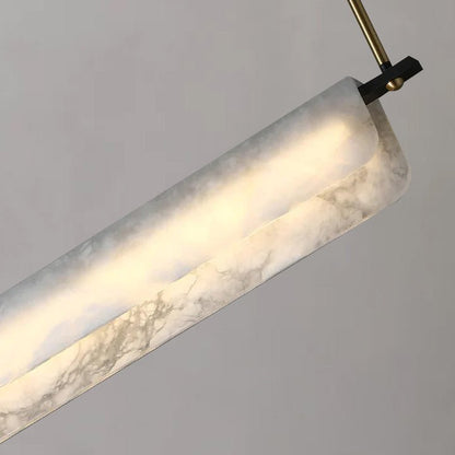Modern Real Alabaster Chandelier, Linear Chandelier Over Dining Room - Zelno Lighting