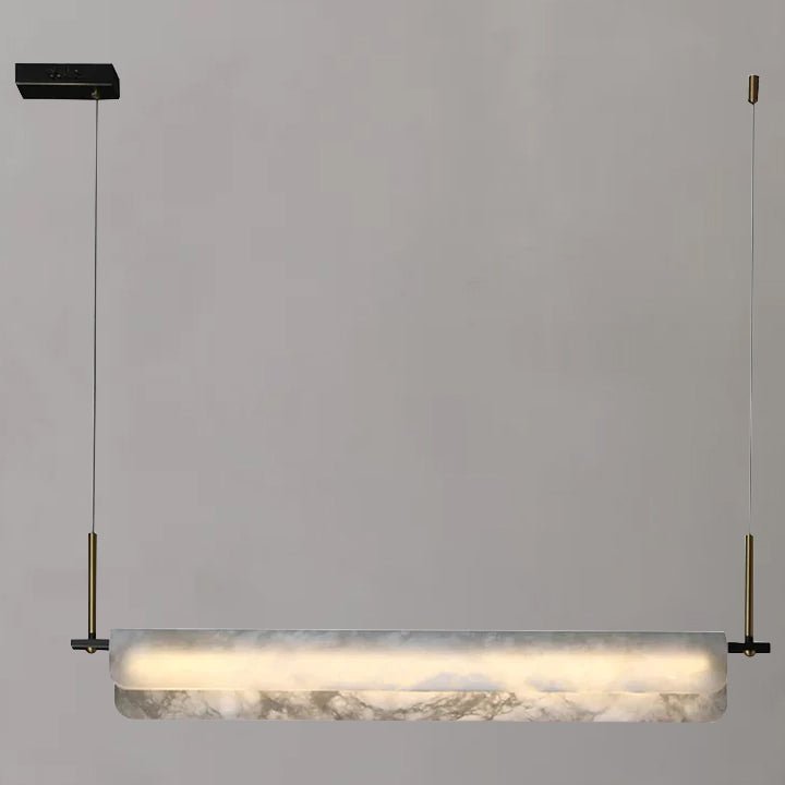 Modern Real Alabaster Chandelier, Linear Chandelier Over Dining Room - Zelno Lighting
