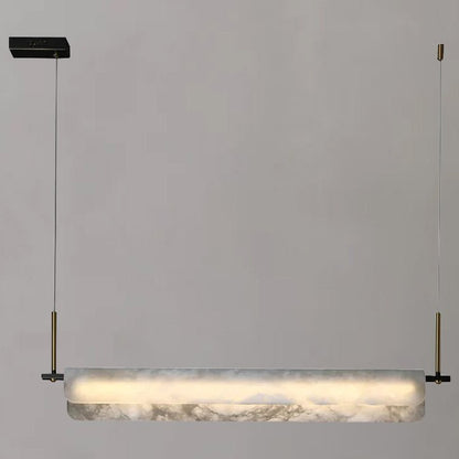 Modern Real Alabaster Chandelier, Linear Chandelier Over Dining Room - Zelno Lighting