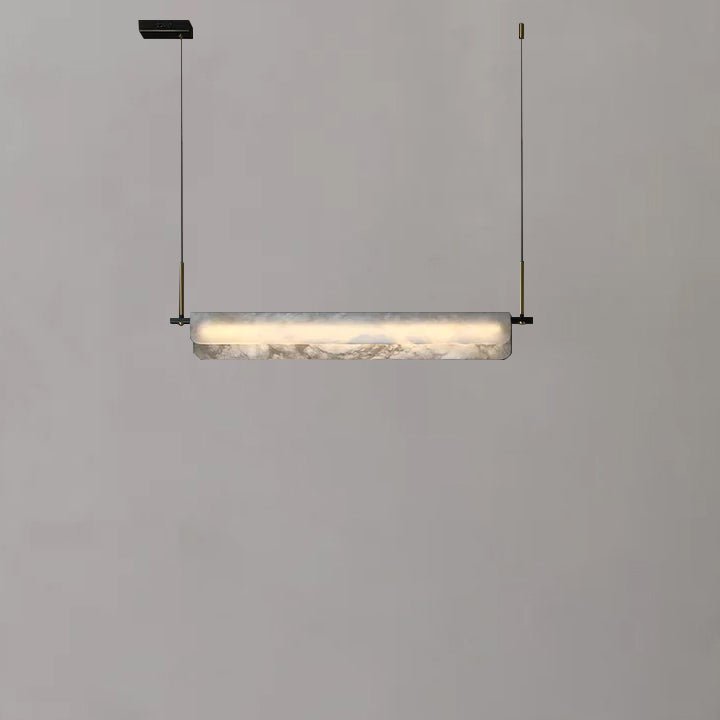 Modern Real Alabaster Chandelier, Linear Chandelier Over Dining Room - Zelno Lighting