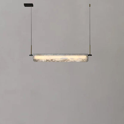 Modern Real Alabaster Chandelier, Linear Chandelier Over Dining Room - Zelno Lighting
