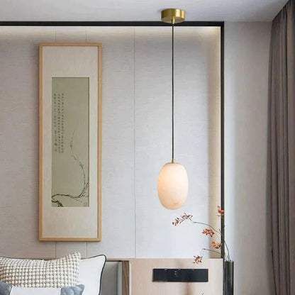 Modern Real Alabaster Pendant Lighting Beside Bed, Dining Table Pendant - Zelno