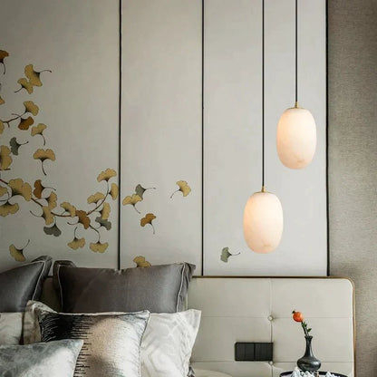 Modern Real Alabaster Pendant Lighting Beside Bed, Dining Table Pendant - Zelno