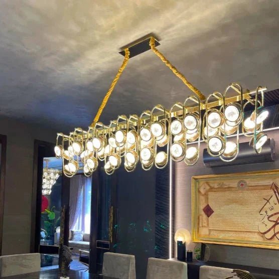 Modern Rectangular Crystal Chandelier for Dining Room - Zelno Lighting