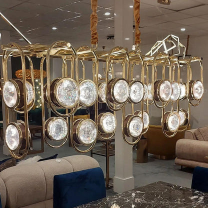 Modern Rectangular Crystal Chandelier for Dining Room - Zelno Lighting