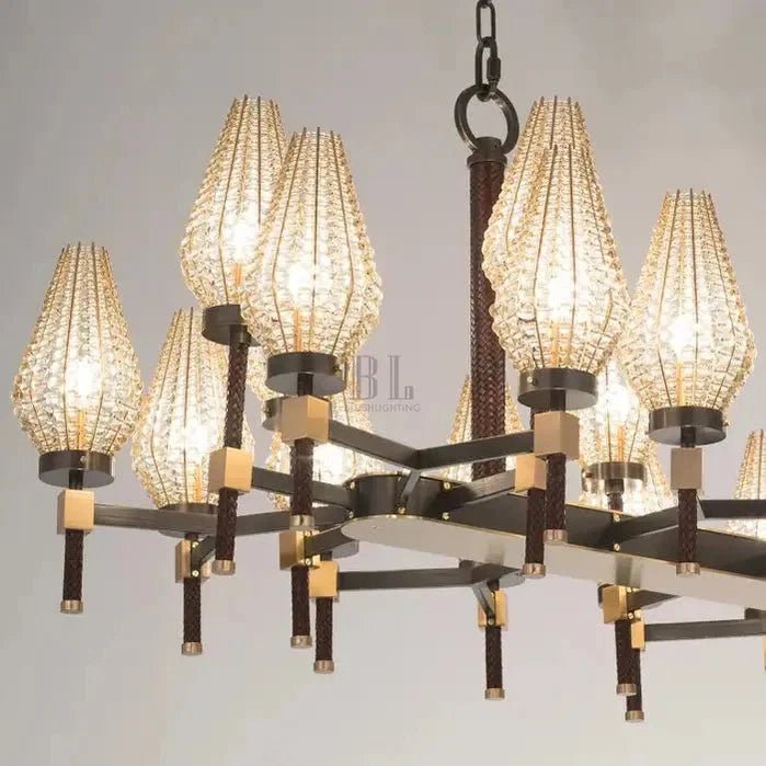 Modern Rectangular Crystal Shade Chandelier for Dining Room - Zelno Lighting
