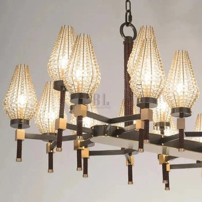 Modern Rectangular Crystal Shade Chandelier for Dining Room - Zelno Lighting
