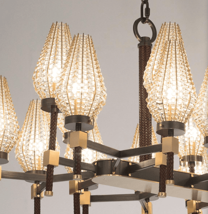 Modern Rectangular Crystal Shade Chandelier for Dining Room - Zelno Lighting