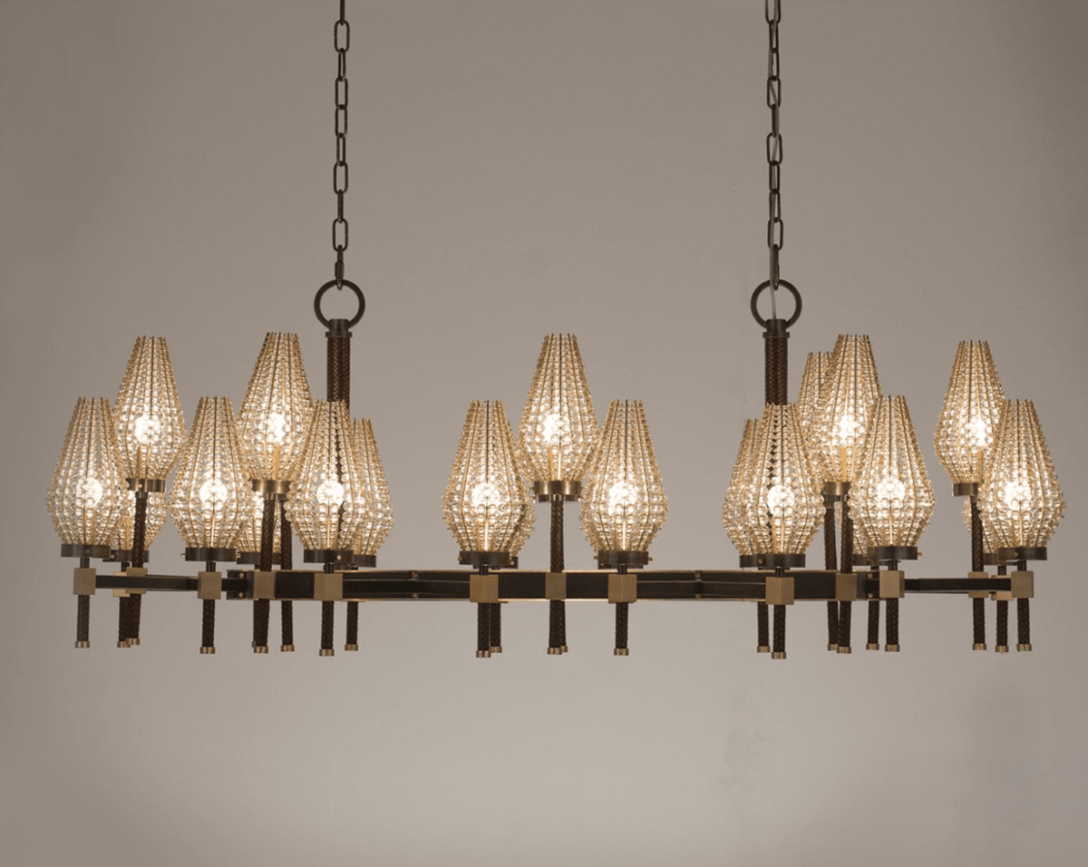 Modern Rectangular Crystal Shade Chandelier for Dining Room - Zelno Lighting