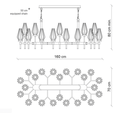 Modern Rectangular Crystal Shade Chandelier for Dining Room - Zelno Lighting
