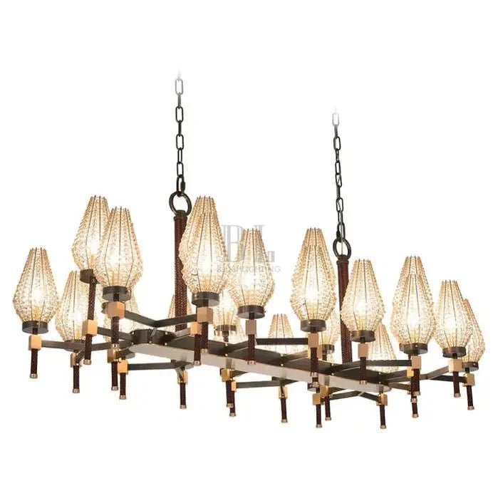 Modern Rectangular Crystal Shade Chandelier for Dining Room - Zelno Lighting