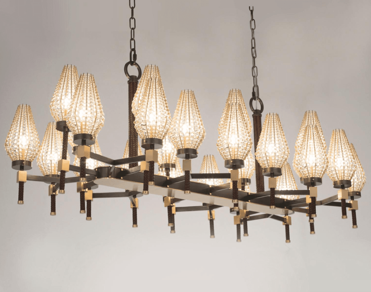 Modern Rectangular Crystal Shade Chandelier for Dining Room - Zelno Lighting