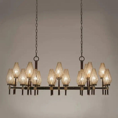 Modern Rectangular Crystal Shade Chandelier for Dining Room - Zelno Lighting