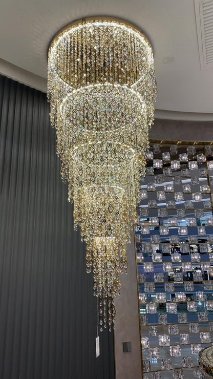 Modern Round 5-Layer Crystal Tassel Chandelier for Villa/Staircase/Foyer/Living Room - Zelno Lighting