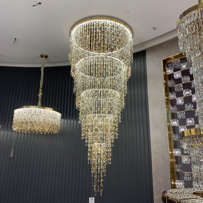 Modern Round 5-Layer Crystal Tassel Chandelier for Villa/Staircase/Foyer/Living Room - Zelno Lighting