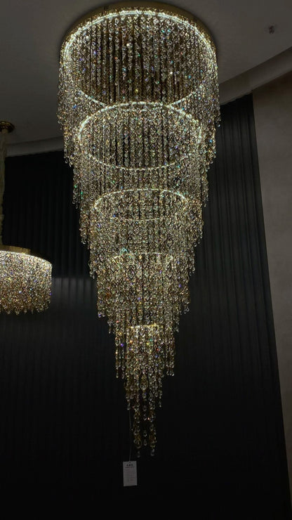 Modern Round 5-Layer Crystal Tassel Chandelier for Villa/Staircase/Foyer/Living Room - Zelno Lighting