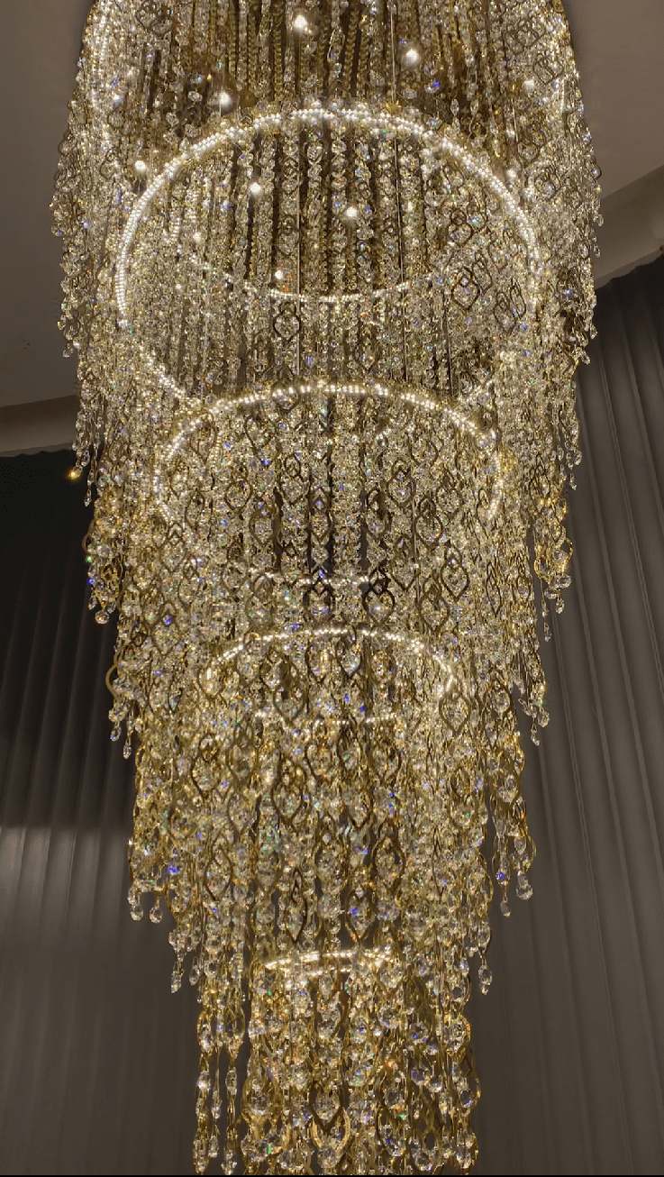 Modern Round 5-Layer Crystal Tassel Chandelier for Villa/Staircase/Foyer/Living Room - Zelno Lighting