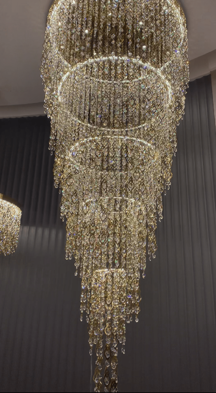 Modern Round 5-Layer Crystal Tassel Chandelier for Villa/Staircase/Foyer/Living Room - Zelno Lighting