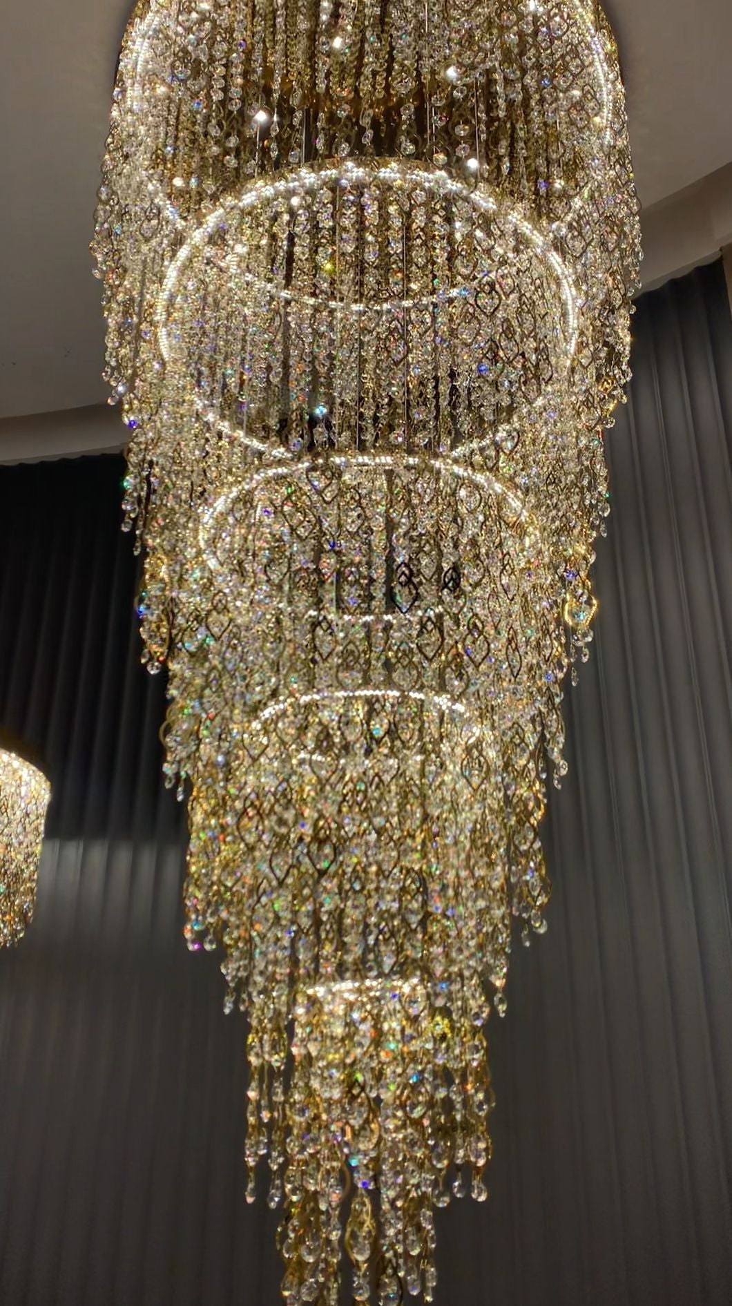 Modern Round 5-Layer Crystal Tassel Chandelier for Villa/Staircase/Foyer/Living Room - Zelno Lighting