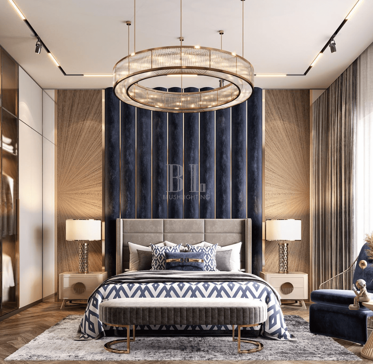 Modern Round Drum Dimmable Chandelier for Living Room/Bedroom - Zelno Lighting