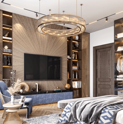 Modern Round Drum Dimmable Chandelier for Living Room/Bedroom - Zelno Lighting
