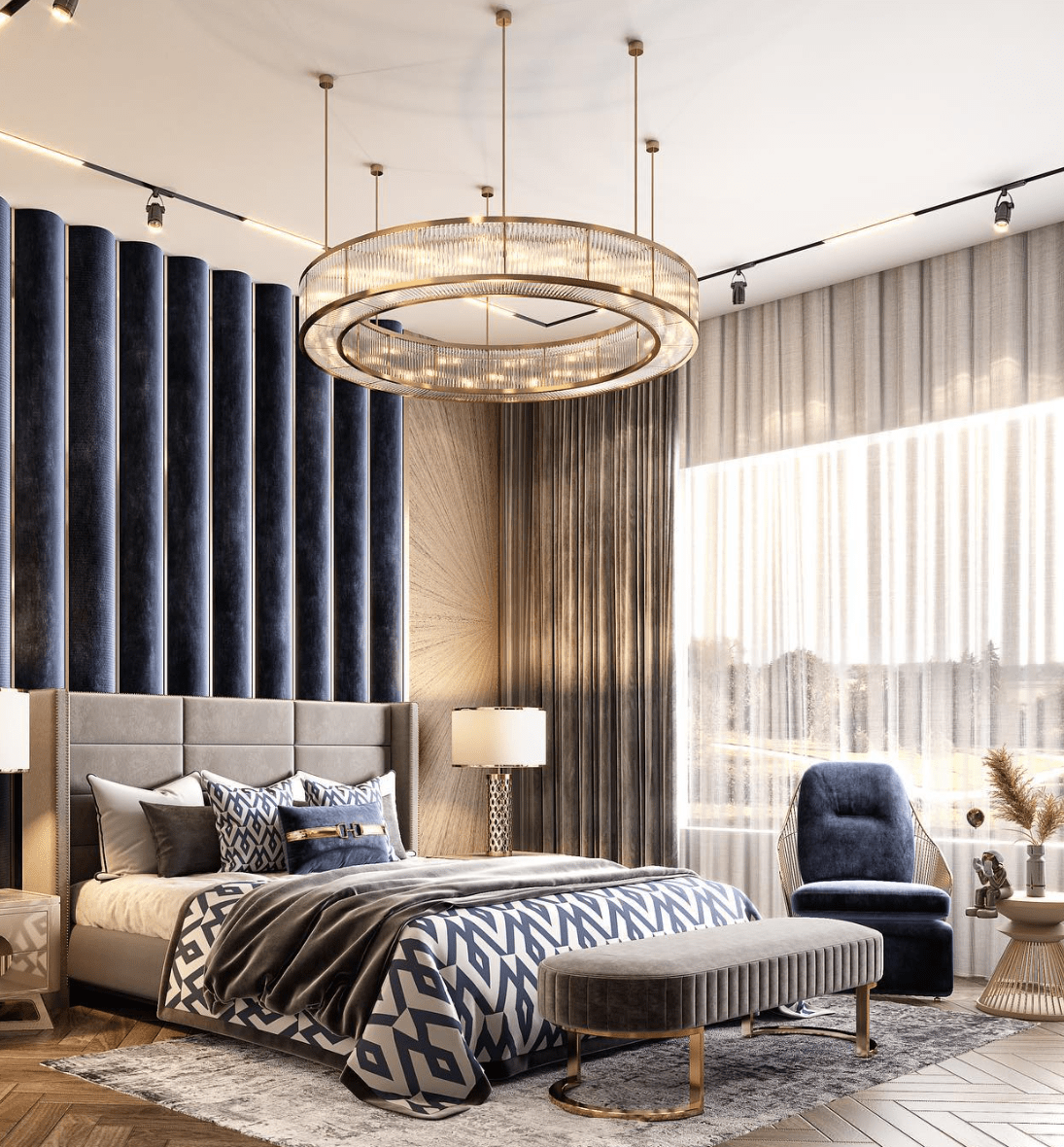 Modern Round Drum Dimmable Chandelier for Living Room/Bedroom - Zelno Lighting