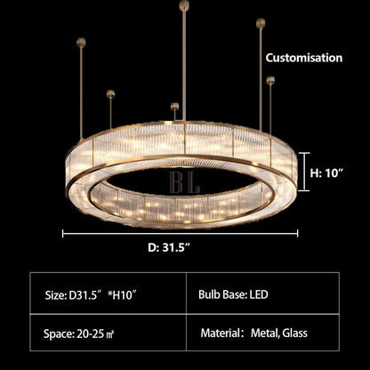 Modern Round Drum Dimmable Chandelier for Living Room/Bedroom - Zelno Lighting