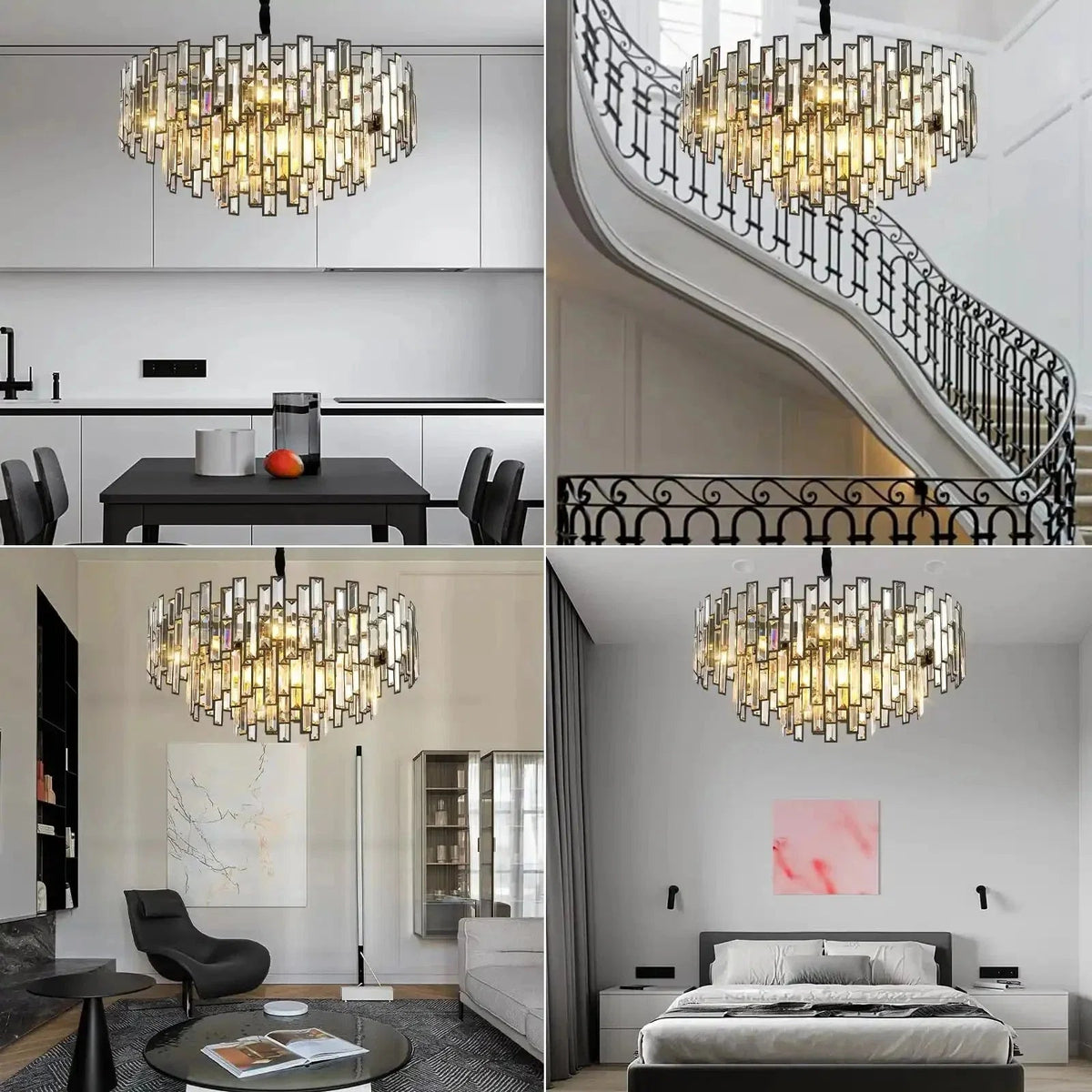 Modern Round Luxury K9 Crystal Chandelier for Dining Room Entryway Foyer - Zelno Lighting