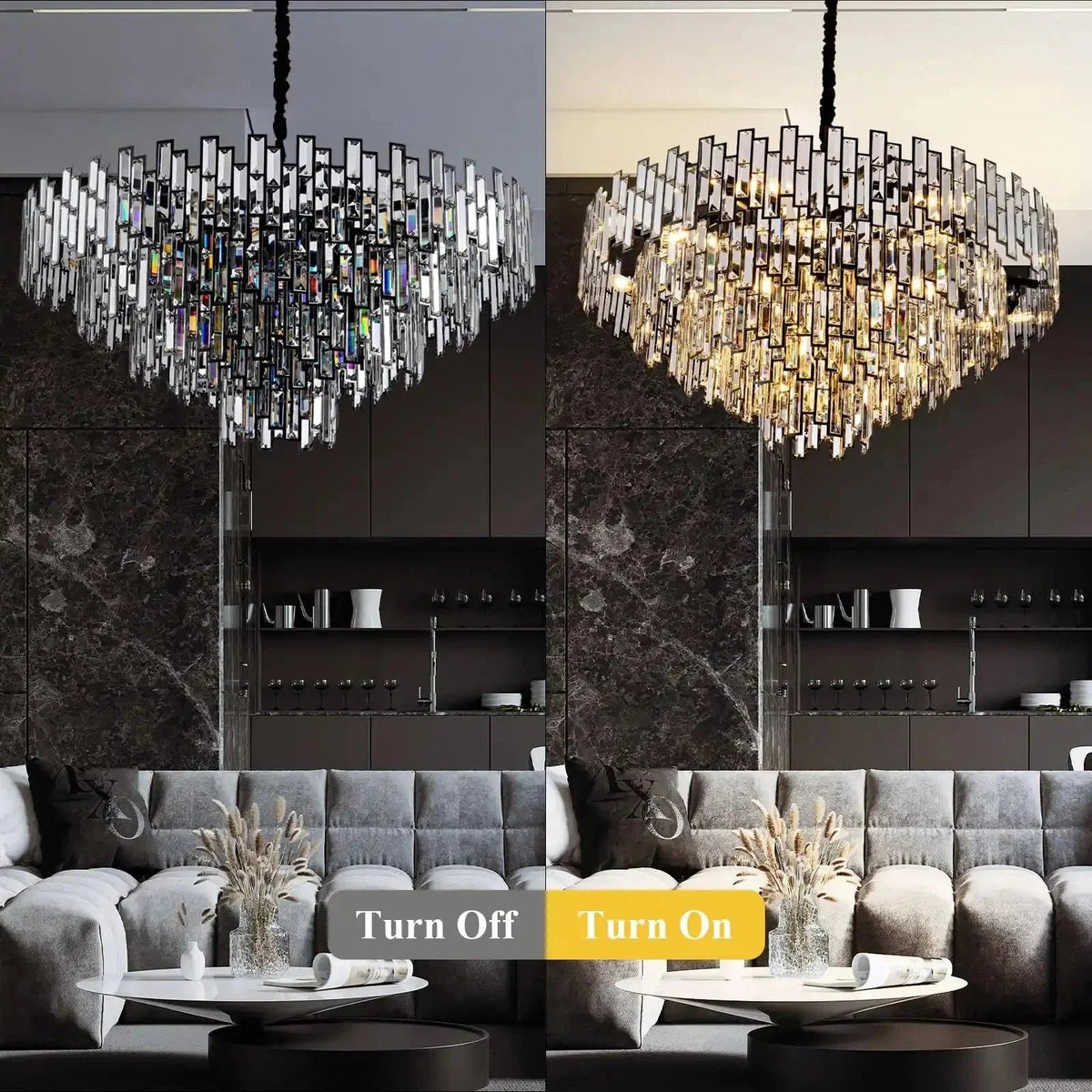 Modern Round Luxury K9 Crystal Chandelier for Dining Room Entryway Foyer - Zelno Lighting