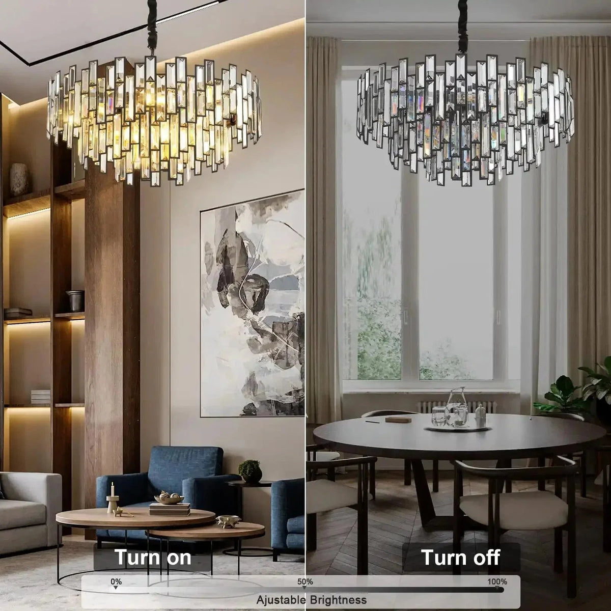 Modern Round Luxury K9 Crystal Chandelier for Dining Room Entryway Foyer - Zelno Lighting