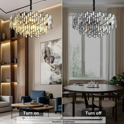Modern Round Luxury K9 Crystal Chandelier for Dining Room Entryway Foyer - Zelno Lighting
