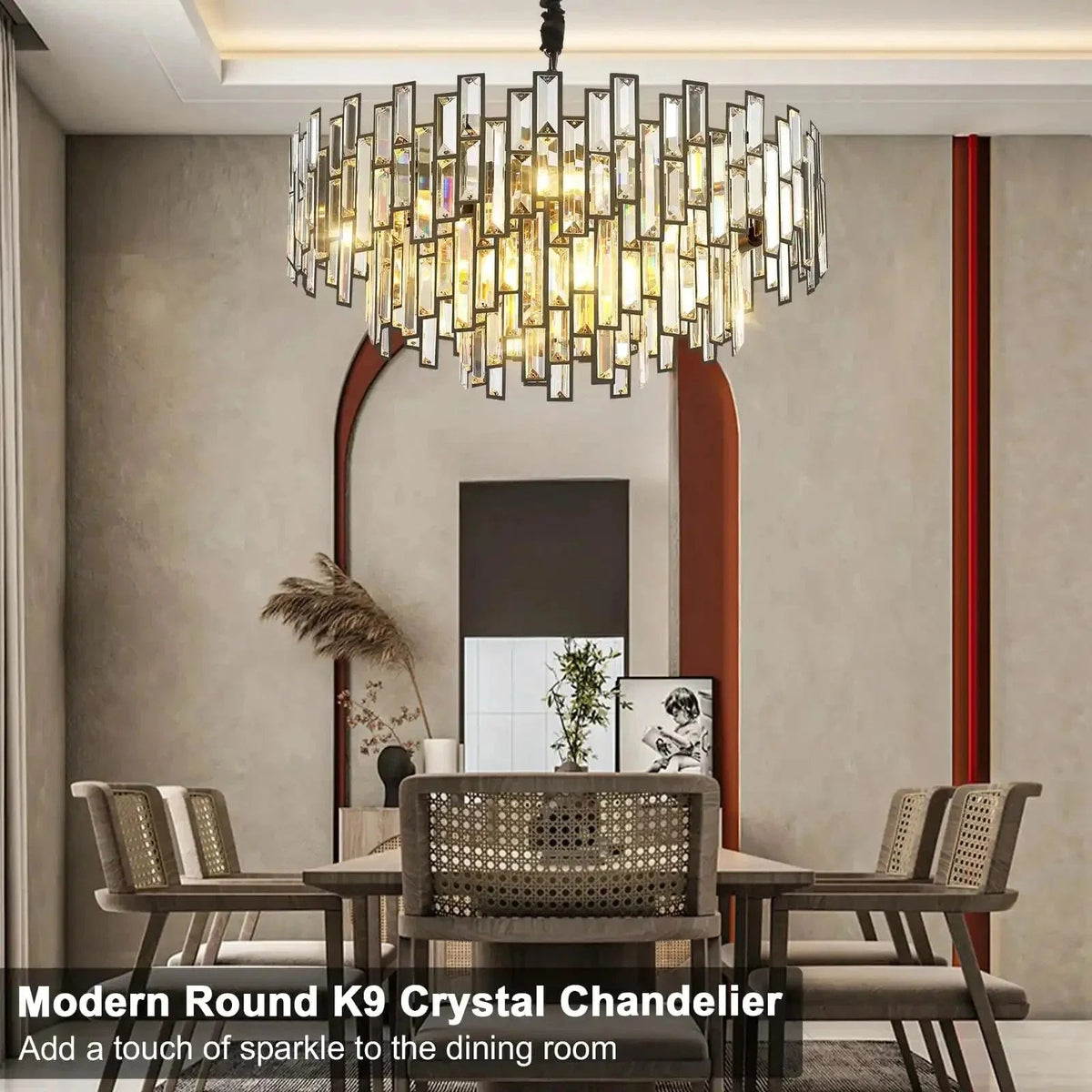 Modern Round Luxury K9 Crystal Chandelier for Dining Room Entryway Foyer - Zelno Lighting