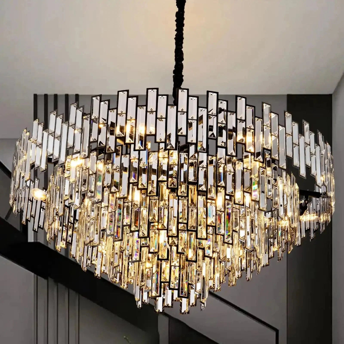 Modern Round Luxury K9 Crystal Chandelier for Dining Room Entryway Foyer - Zelno Lighting