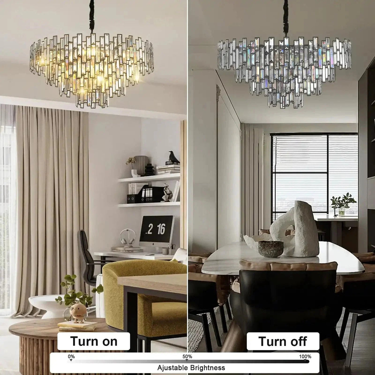 Modern Round Luxury K9 Crystal Chandelier for Dining Room Entryway Foyer - Zelno Lighting