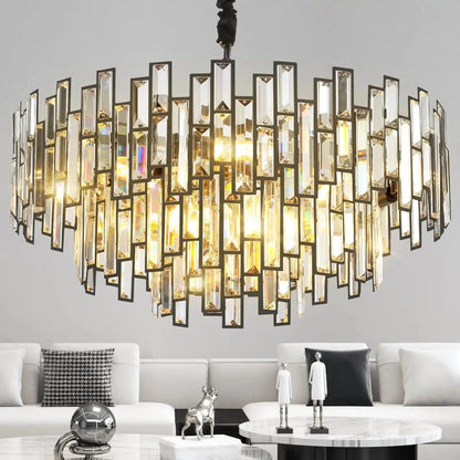 Modern Round Luxury K9 Crystal Chandelier for Dining Room Entryway Foyer - Zelno Lighting