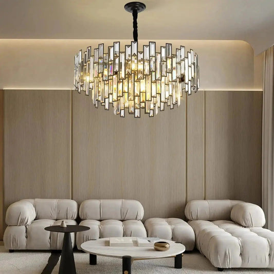 Modern Round Luxury K9 Crystal Chandelier for Dining Room Entryway Foyer - Zelno Lighting