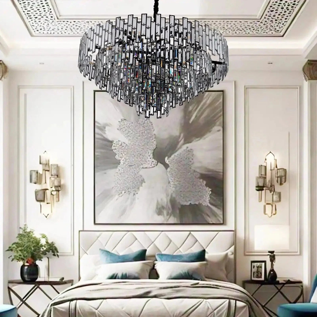 Modern Round Luxury K9 Crystal Chandelier for Dining Room Entryway Foyer - Zelno Lighting
