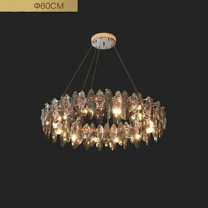 Modern Round Smoke Crystal Chandelier - Zelno Lighting
