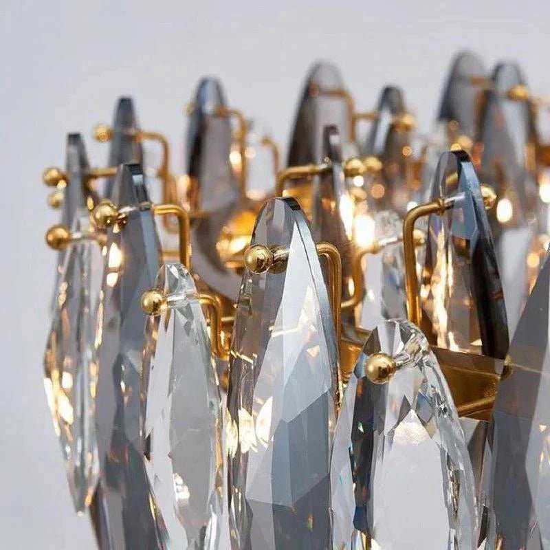 Modern Round Smoke Crystal Chandelier - Zelno Lighting