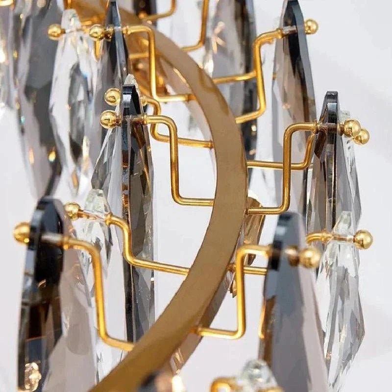 Modern Round Smoke Crystal Chandelier - Zelno Lighting