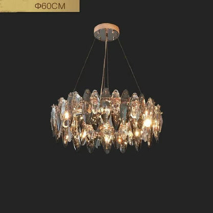 Modern Round Smoke Crystal Chandelier - Zelno Lighting