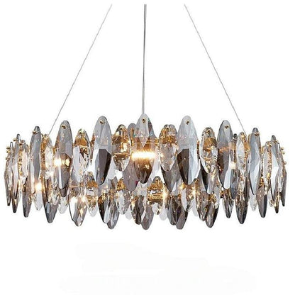Modern Round Smoke Crystal Chandelier - Zelno Lighting