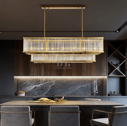 Modern Round/Rectangular Glass Rods Chandelier - Zelno Lighting