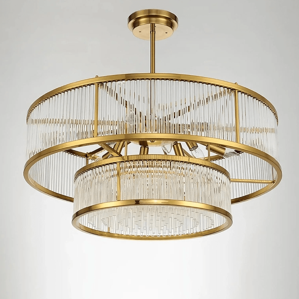 Modern Round/Rectangular Glass Rods Chandelier - Zelno Lighting