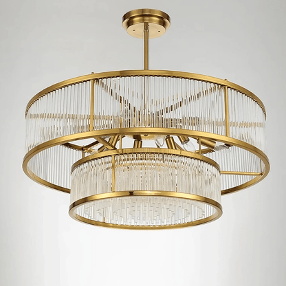 Modern Round/Rectangular Glass Rods Chandelier - Zelno Lighting