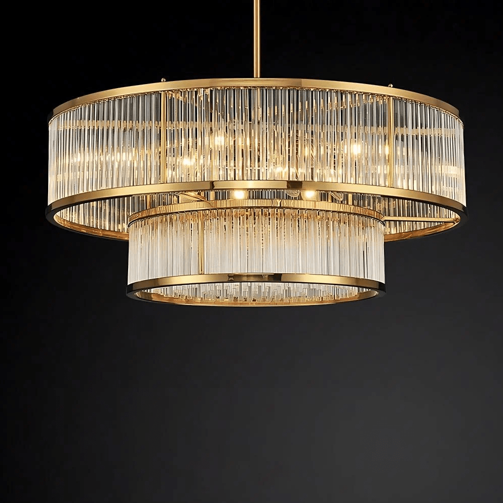 Modern Round/Rectangular Glass Rods Chandelier - Zelno Lighting