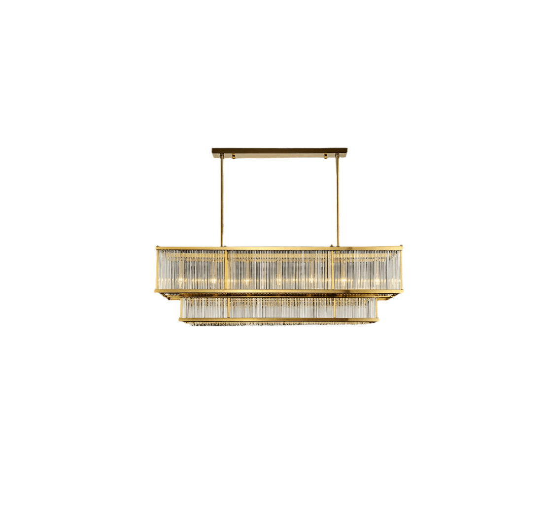 Modern Round/Rectangular Glass Rods Chandelier - Zelno Lighting