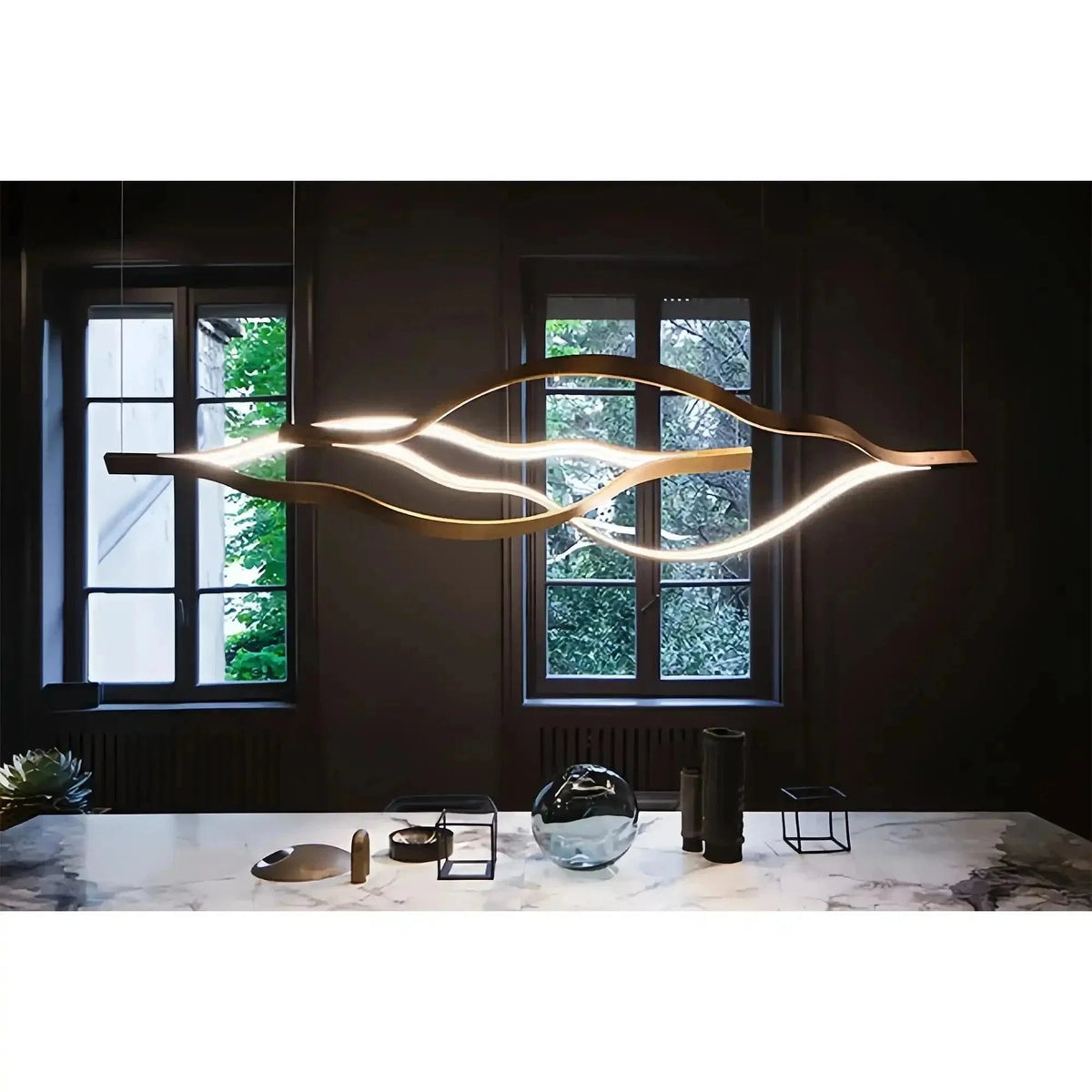 Modern Simple Aluminum Waving Chandelier - Zelno Lighting
